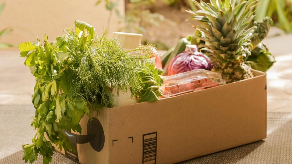 A box of fresh groceries